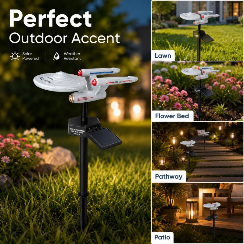 Halo Outdoor Lighting - ไฟประดับสวนรูปยานอวกาศ Star Trek USS Enterprise แบบเสียบลงดิน