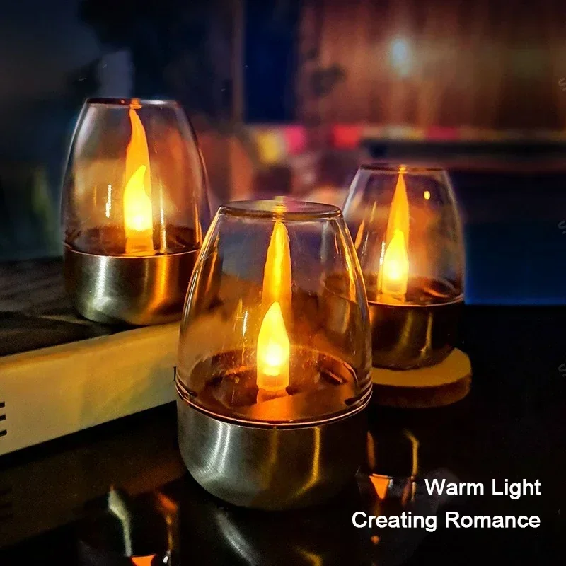 Halo Outdoor Lighting - LED พลังงานแสงอาทิตย์เทียนแสง Flameless ชาร์จ Night Light