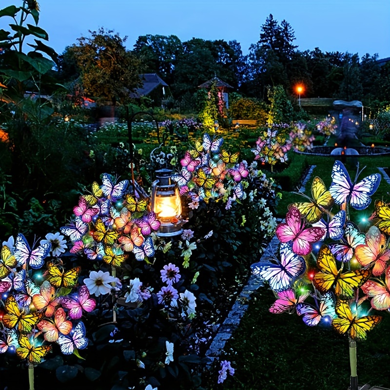 Halo Outdoor Lighting - พลังงานแสงอาทิตย์ LED สวนผีเสื้อไฟกันน้ําที่มีสีสันโคมไฟสนามหญ้ากลางแจ้งสําหรับลานลานเทศกาลคริสต์มาสตกแต่งหลังคา