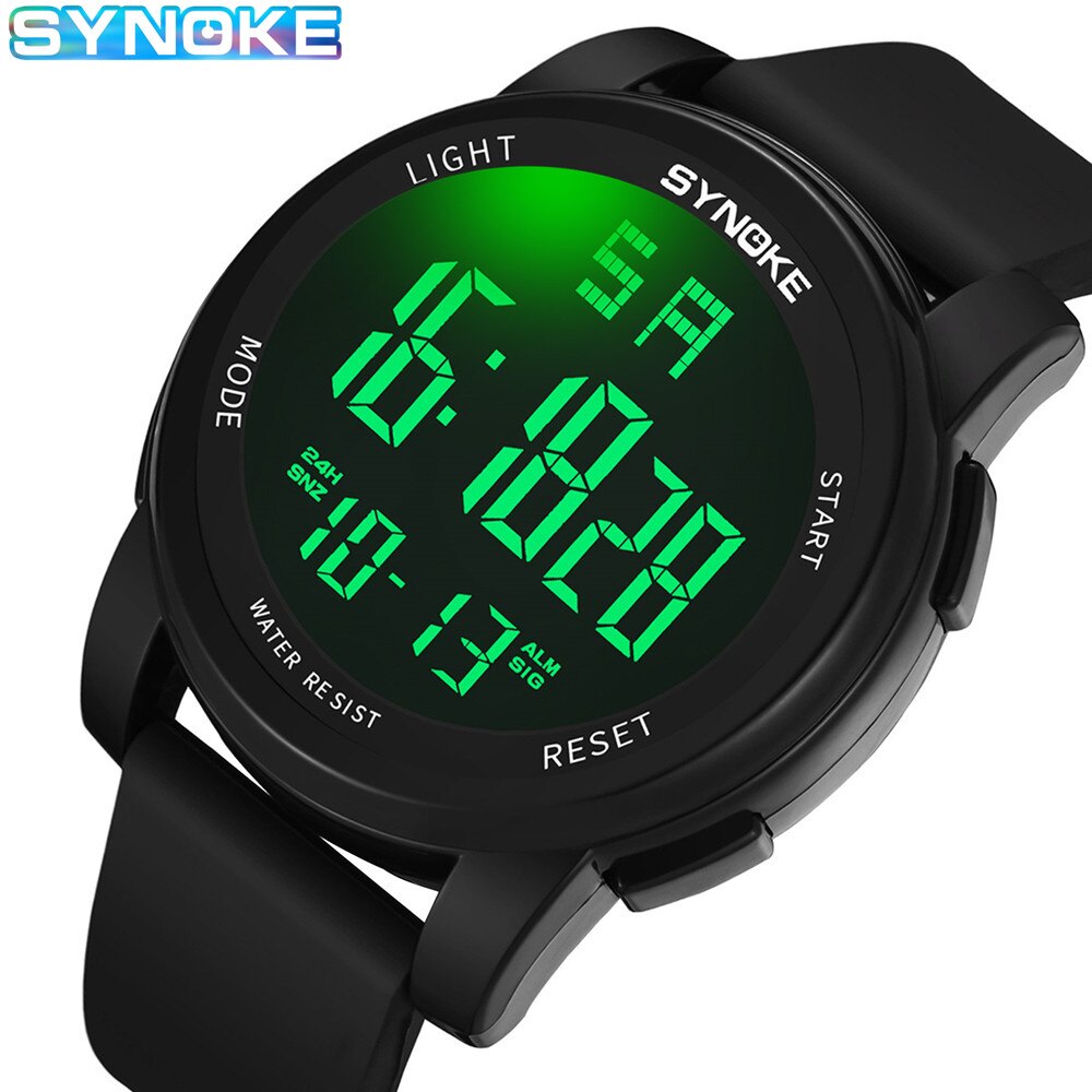 Outdoor Lighting Timer - Synoke จอ5Bar กันน้ำอเนกประสงค์สำหรับผู้ชาย, หน้าจอแสดงผลขนาดใหญ่กันน้ำกีฬากลางแจ้งหน้าจอดิจิตอลเรืองแสงสำหรับผู้ชายแฟชั่น