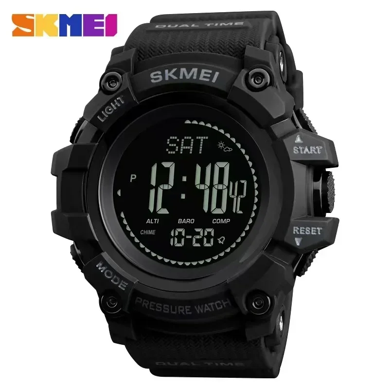 Outdoor Lighting Timer - SKMEI นาฬิกาข้อมือดิจิตอลสำหรับผู้ชาย, อุปกรณ์ติดตามสภาพอากาศวัดระดับความสูงได้กันน้ำ1358